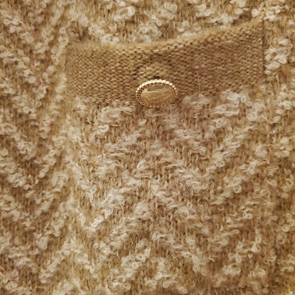 Loft Outlet sz M fuzzy buttonup Cardigan chevron classic preppy cozy career work - Picture 3 of 13